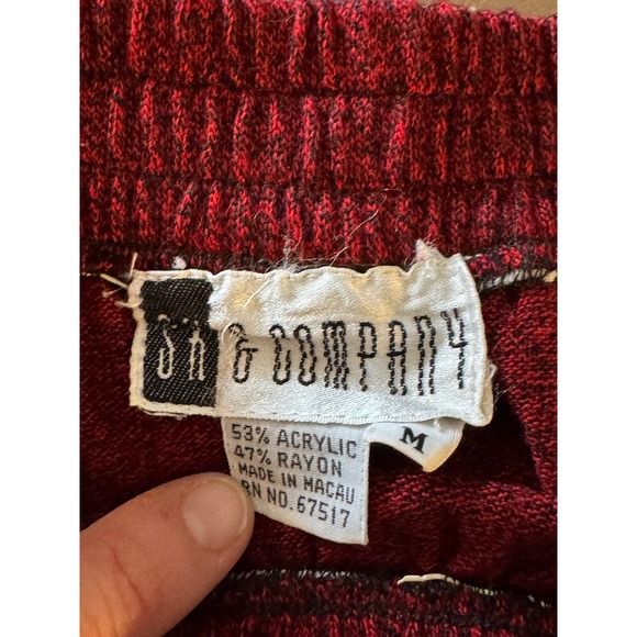 Vintage SK&Company Burgundy Heathered Crew Neck Cap Sleeve Midi Dress Women's - Picture 5 of 5